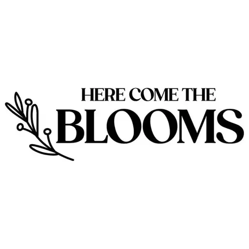 herecometheblooms brand logo for herecometheblooms.com