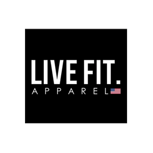 Live Fit. Apparel brand logo for livefitapparel.com