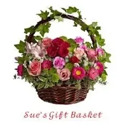 suegiftbasket brand logo for suegiftbasket.com